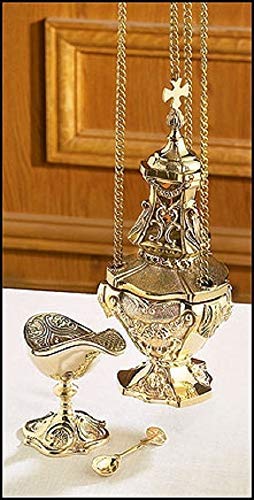 【中古】【未使用・未開封品】自動鋳造真鍮香炉 ボート付き