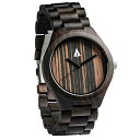 【中古】【未使用・未開封品】TreehutメンズブラックエボニーWooden Watch withすべて木製ストラップクォーツアナログwith品質Miyota Movement andステンレススチールtri-fold