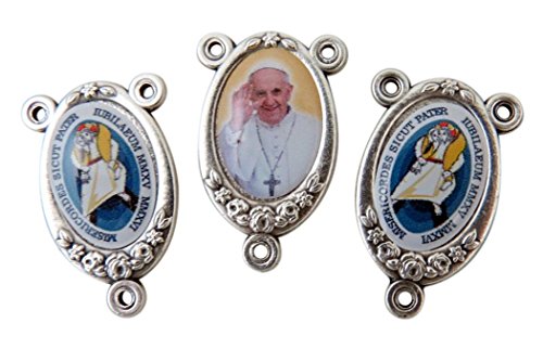 Silver TonedベースエポキシYear of MercyロゴPope FrancisロザリオCenterpieceメダル、3のセット、1インチ