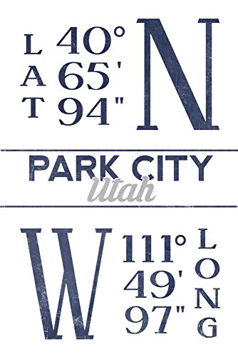 【中古】【未使用・未開封品】パークシティユタ州、???緯度と経度(ブルー) 24 x 36 Metal Art LANT-3P-..