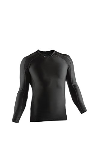 yÁzygpEJizMcDavid Men's Base Layer Fitted Compression Recovery Max Long Sleeve Shirt, Black, Large