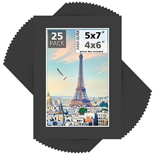 š̤ۡѡ̤ʡMat Board Center, 5x7 Black Picture Mats with White Core...