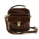 【中古】【未使用・未開封品】Made In Italy Genuine Leather Bag For Man With 2 Front Pockets Color Brown - Man Bag