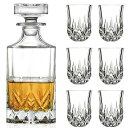 【中古】【未使用 未開封品】Elegant Crystal Liquor Whiskey and Wine Decanter Bar Set. Irish Cut 7 Piece Set 1 Decanter 450ml. 6 Tulip-shaped 2oz Shot Glasses by Le