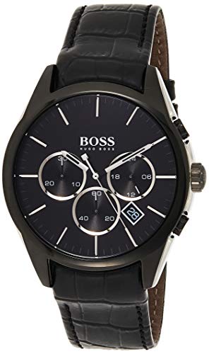 【中古】【未使用・未開封品】Hugo Boss メンズ ボスオニキスウォッチバイケースの色 黒 [並行輸入品]