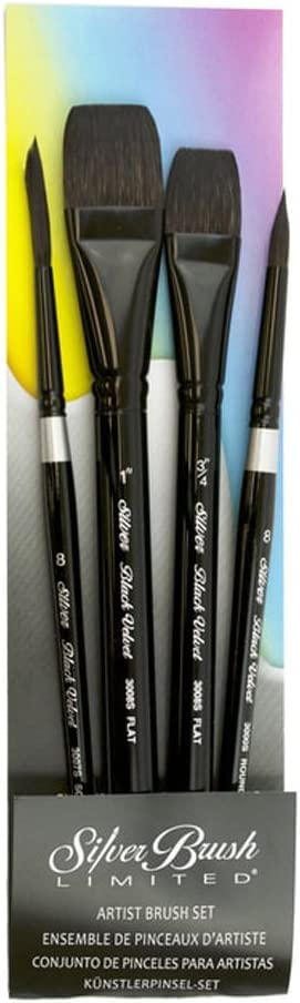 【中古】【未使用・未開封品】Silver Brush black Velvet 4Pc Master Watercolour Brush Set