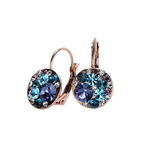 【中古】【未使用 未開封品】UPSERA Multi-color Round Lever-Back Earrings for Women Made with Swarovski Crystals Hypoallergenic Clip-On Pierced Drop Jewelry Graduat