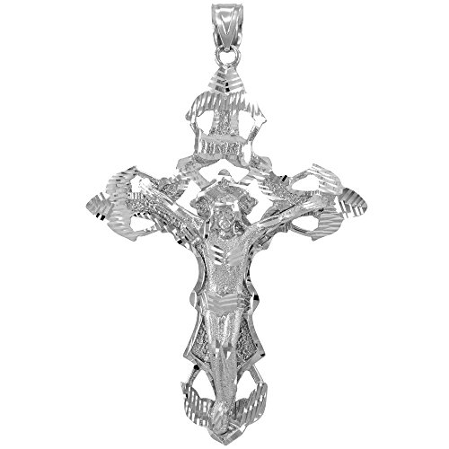Religious Jewelry by FDJ メンズ ソリッド925スターリングシルバー 特大ヒップホップ十字架ペンダント, スターリングシルバー