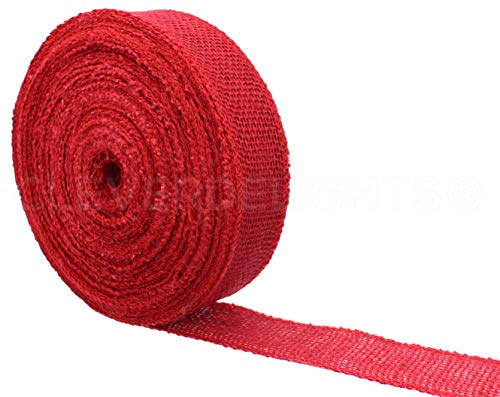 【中古】【未使用・未開封品】CleverDelights 2インチ 黄麻布リボン - 仕上げエッジ - 50ヤード - レッドカラー - ジュート黄麻布クラフトファブリック