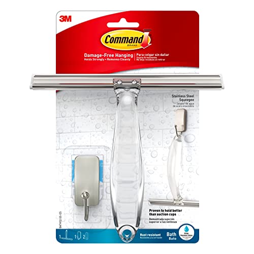 コマンドbath32-ss-es Shower Squeegee、サテンニッケル、1-squeegee、S、1?1-hook耐水性ストリップ 1-PACK BATH32-SS-ES