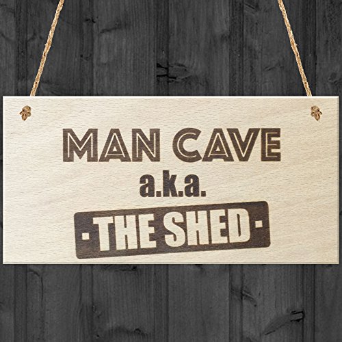 【中古】【未使用・未開封品】Red Ocean Man Cave Aka The Shedノベルティ木製Hanging Plaque Funny SignギフトbyレッドOcean