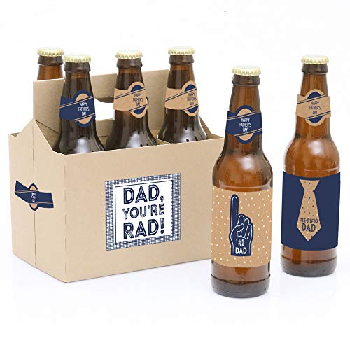 My Dad is Rad - 6 Father's Day Beer Bottle Labels with 1 Beer Carrier