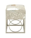 【中古】【未使用・未開封品】Deco 79 Stainless Steel Leather Hide Silver Stool, 16