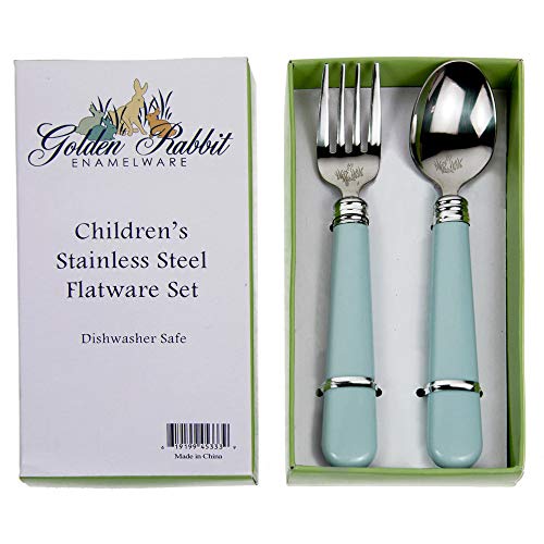 【中古】【未使用・未開封品】Golden Rabbit Enamelware Robin Egg Baby Toddler Kid Flatware Set by Peter Rabbit