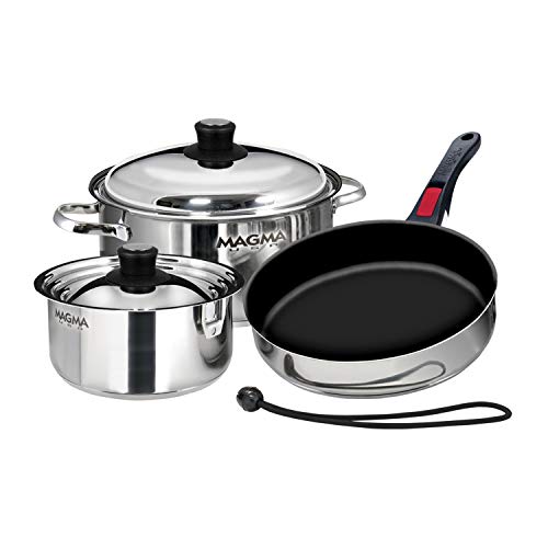 Magma Products, A10-363-2-IND, Gourmet Nesting 7-Piece Stainless Steel Induction Cookware Set with Ceramica Non-Stick