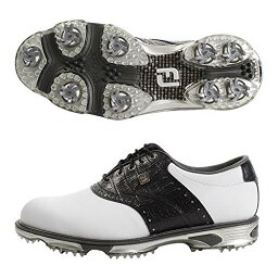 【中古】【未使用・未開封品】FootJoy メンズ DryJoys Tour 前シーズンスタイル ゴルフシューズ, ホワイト/ブラック クロック プリント, 10.5 Wide