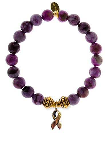 【中古】【未使用・未開封品】EvaDane天然スギライト原石ロープビーズAwarenessリボンチャームストレッチブレスレット