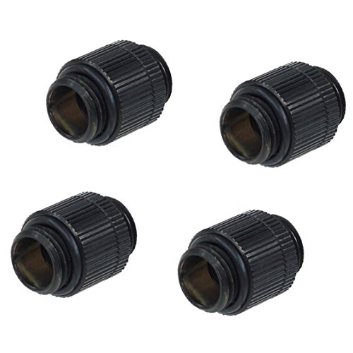 Alphacool HF g1?/ 4?" Male to Male Extender継手、ロータリー、深いブラック, 4?- Pack
