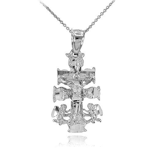 Religious Jewelry by FDJ スターリングシルバー カラバカ ダブルクロス 天使の十字架ネックレス, 金属