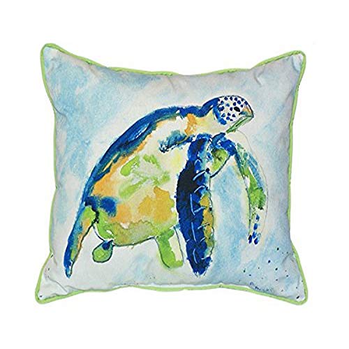 【中古】【未使用・未開封品】Betsy Drake Blue Sea Turtleインドア/アウトドア枕、20?" x 24?"