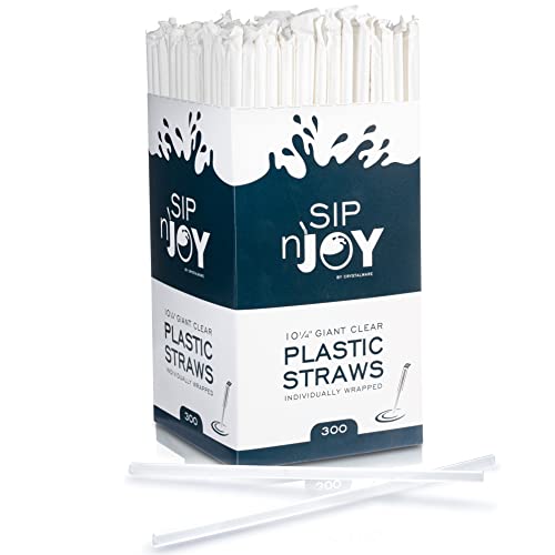 【中古】【未使用・未開封品】Crystalware Plastic Giant (Jumbo) Straws Individually Wrapped 10-1/4, Clear, 300 per Box by Crystalware