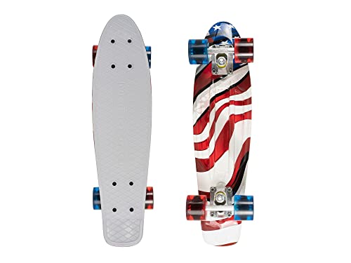 š̤ۡѡ̤ʡ(USA Flag) - MoBoard Graphic Complete Skateboard Pro/Beginner 60cm Classic Style Mini Cruiser Board with Interchangeable Wheels