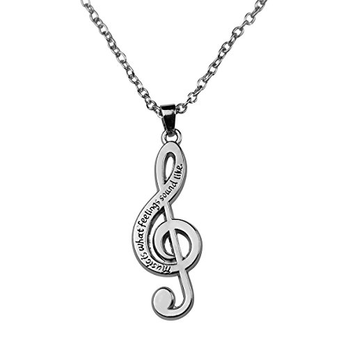 【中古】【未使用・未開封品】アートアタックBurnished Silvertone Treble Clef Music Is What Feelings Sound Like恋人ペンダントギフトネックレス