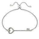 【中古】【未使用・未開封品】Hoops & Loops スターリングシルバー キュービックジルコニア ハートキープルストリング 調節可能なブレスレット
