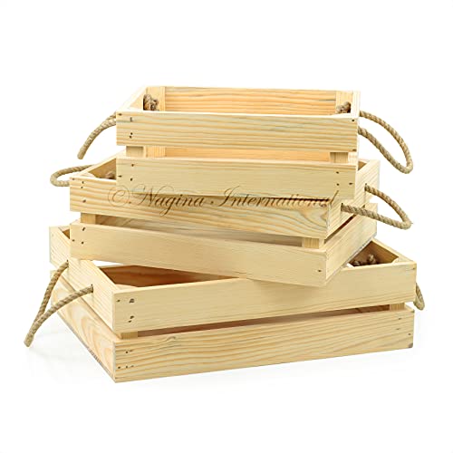 【中古】【未使用・未開封品】手作り天然木製クレートトレイのセット3???Pirateホーム装飾ギフト???Nagina International