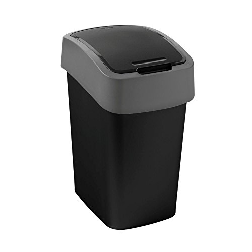 'Curver 02170 PWLK-Y09-421 00 Multi Purpose Bin Flip 10 L Plastic Black/Grey, 23.5 x 18.9 x 35 cm