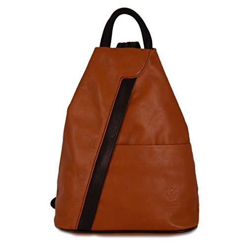 【中古】【未使用 未開封品】Made In Italy Woman Leather Backpack Color Cognac Black - Backpack