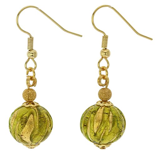 【中古】【未使用・未開封品】GlassOfVenice ムラーノガラス ロイヤルハーブ グリーンボールイヤリング