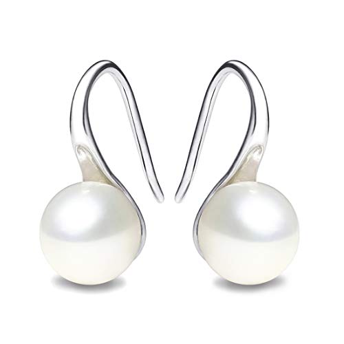 【中古】【未使用 未開封品】925 sterling silver earring 7-7.5mm Cultured Freshwater Pearl Dangle Drop Hook Earrings For Women