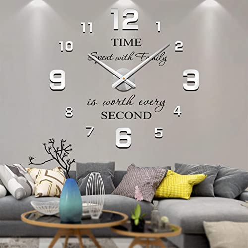 【中古】【未使用 未開封品】Vangold Modern Mute DIY Frameless Large Wall Clock 3d Mirror Sticker Metal Big Watches Home Office Decorations (Sliver-3) by Vangold