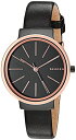 【中古】【未使用・未開封品】Skagen レディース Skw2480 Ancherブラックレザーウォッチ ブラック/ローズゴールド