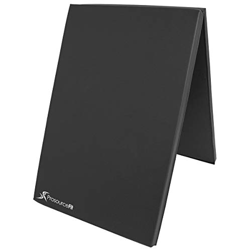 【中古】【未使用・未開封品】プロソースフィット(ProsourceFit) エクササイズマット ブラック 二つ折り 厚手 キャリングハンドル付き MMA/体操/コアワークアウト用 長さ180cm