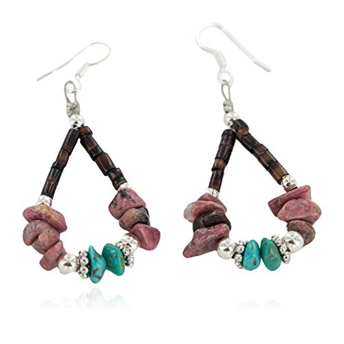 【中古】【未使用・未開封品】$ 90小売タグAuthentic Navajo Made by Charlene LittleシルバーフックナチュラルチャロアイトターコイズHeishiフープNative Americanダングルイ