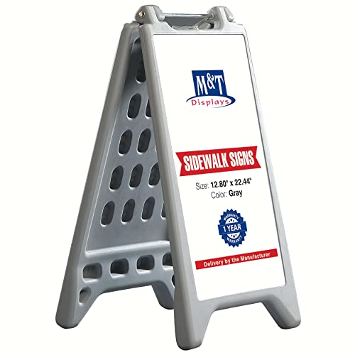 【中古】【未使用・未開封品】DisplaysMarket Aフレーム 両面 アウトドア 広告 サイドウォークサイン 12.80 x 22.44インチ グレー
