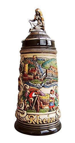 【中古】【未使用・未開封品】ビアジョッキ ドイツの田舎 ライン 蓋付 0,5?のサムネイル