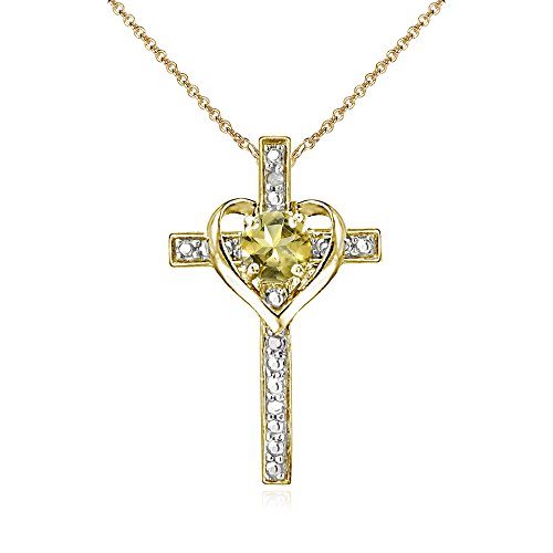 【中古】【未使用・未開封品】スターリングシルバーの宝石 クロスハートペンダントネックレス 女の子 ティーン 女性向け