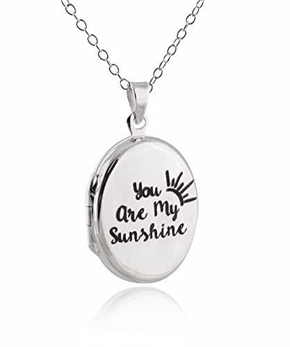 【中古】【未使用・未開封品】Sterling Silver Oval Engraved You Are My Sunshine Double Sided Locke..