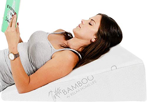 【中古】【未使用 未開封品】Relax Home Life 7.5 Inch Bed Wedge Pillow for Acid Reflux, 1.5 Inch Memory Foam Top with Bamboo Cover, 25 W x 26 L x 7.5 H, White 14