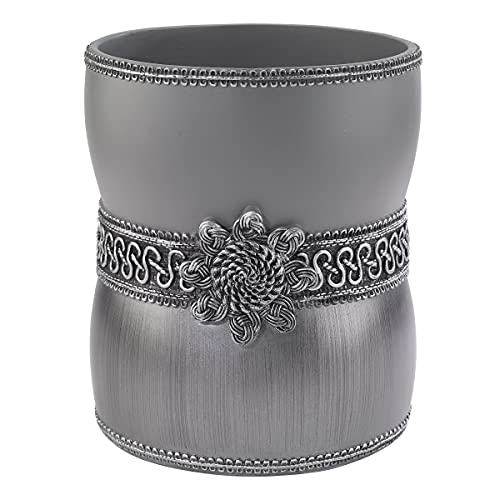 Avanti Linens 11166FGTE Braided Medallion Waste Basket, Medium, Granite