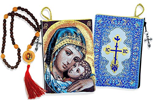 【中古】【未使用・未開封品】セットの2ロザリオwith Madonna and Childタペストリーロザリオアイコンポーチ5?3?/ 8インチ