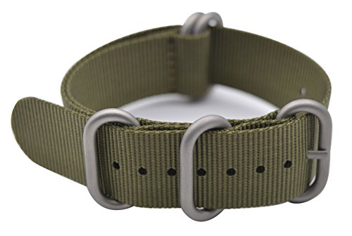 Artstyle Watch Band withカラフルなナイロン素材ストラップand Heavy Duty Brushedバックル 22mm Armygreen