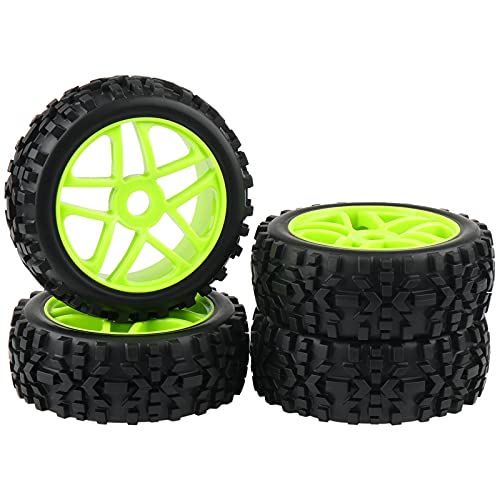 Rowiz 4PCS 1:8 RC Tyres 17mm Hub Wheel Rims Pentagram for 1/8 Scale Off-Road Buggy Green