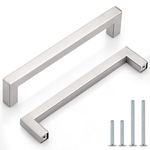 【中古】【未使用・未開封品】Probrico 10個パック スクエアキャビネットハンドル つや消しニッケル引..