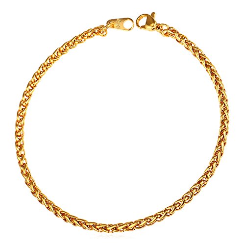 【中古】【未使用・未開封品】u7?3?mm-9?mmステンレススチールツイストロープ小麦チェーンブレスレット..