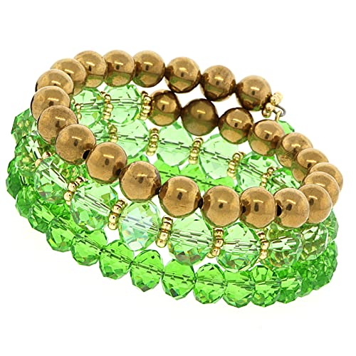 楽天AJIMURA-SHOP【中古】【未使用・未開封品】1928 Jewelry Gold-Tone Green Beaded Coil Bracelet