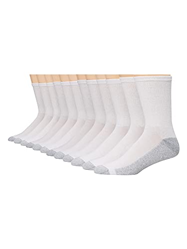 yÁzygpEJizHanes Men's Freshiq Crew Socks Pack (12-Pack Plus 1 Free Bonus Pair), White, 10-13 (Shoe: 6-12)